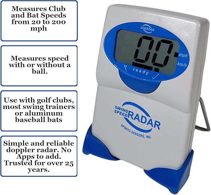 Golf Training Tool - Accurate Club Speed Measurement 20-200 MPH - Portable Doppler Radar for Distance & Consistency Training - US Made