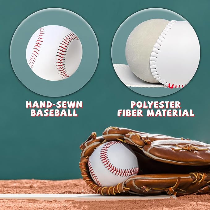 12 Pack Standard Size T-Ball Baseballs - Unmarked & Soft Practice Balls for League Play - Durable Synthetic Leather Cover - Rubber Filling - Perfect for Training, Hitting, Batting, Fielding