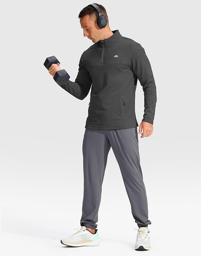 Pudolla Men's Quarter Zip Pullover with 2 Pockets Fleece Warm Soft Golf Sweatshirts for Athletic Workout Running