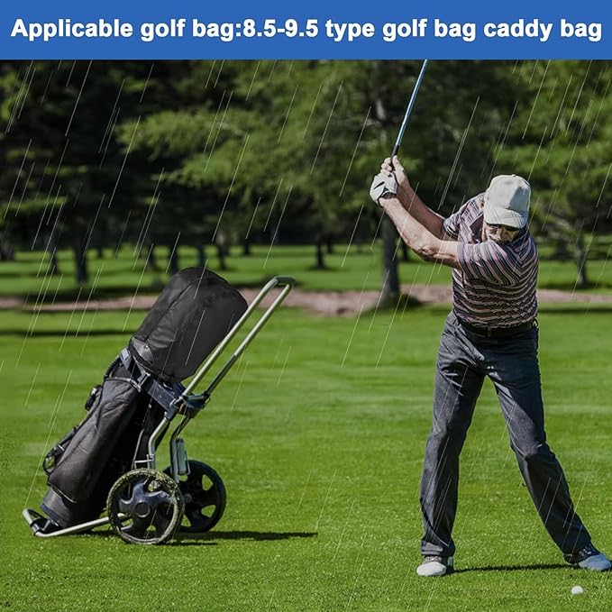 Golf Bag Rain Cover, Portable Rainproof Dustproof Waterproof Raincoat Golf Bag Protector with Zipper Club Bags Raincoat for Golf Bag Devices Golf Push Carts Equipment