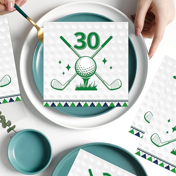 Golf 30th Birthday Party Napkins Decorations, Disposable Paper Golf Napkins Supplies Pack of 50, Sports Birthday Party Decor Size 6.5 Inch