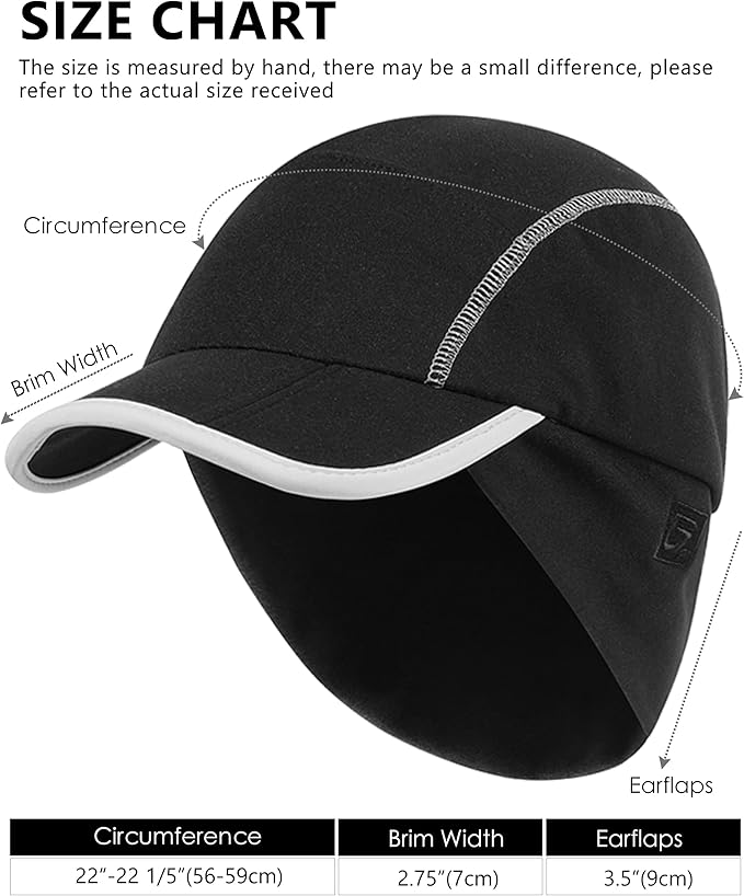 GADIEMKENSD Fleece Ball Cap with Drop Down Ear Warmer, Foldable Brim, Reflective Winter Run Hat Unisex