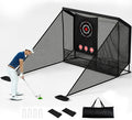 Golf Cage Practice Hitting Net, 10x7ft Heavy Duty Golfnets with 2 Net Side Barriers, Portable Hitting Nets with Carry Bag, 4 Stakes, Low-Noise Target for Backyard Driving Chipping Indoor Outdoor Use
