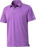 Mens Golf Shirt Moisture Wicking Dry Fit Performance Sport Short Sleeve Striped Golf Polo Shirts for Men