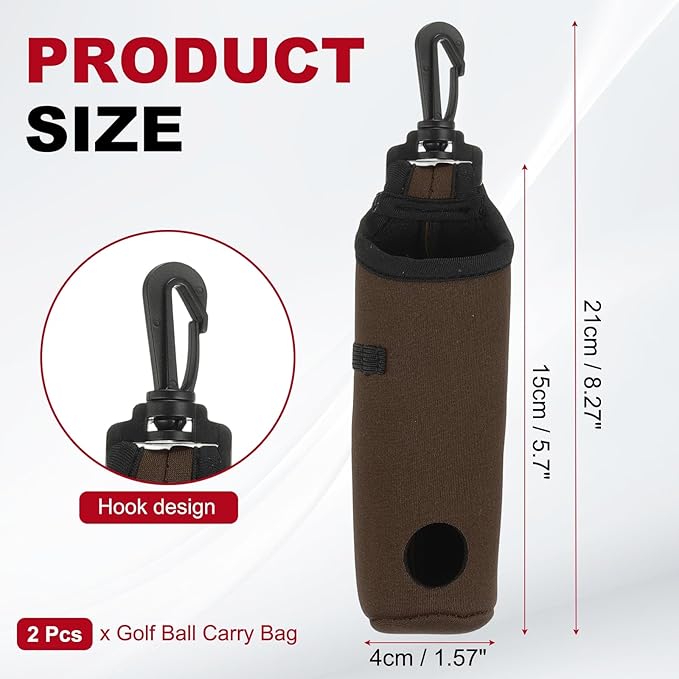 uxcell Golf Ball Carry Bag, Waist-Mounted Storage Bag Neoprene Golf Tee Holder Pouch with Lightweight Hook for Men and Women