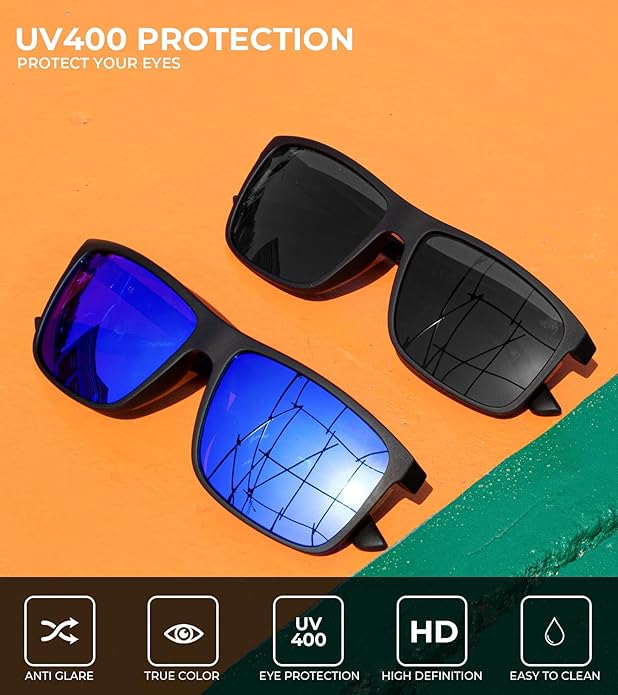 KALIYADI Polarized Sunglasses for Men and Women, Mens Sun Glasses with UV Protection for Driving Fishing Golf (3 Packs)