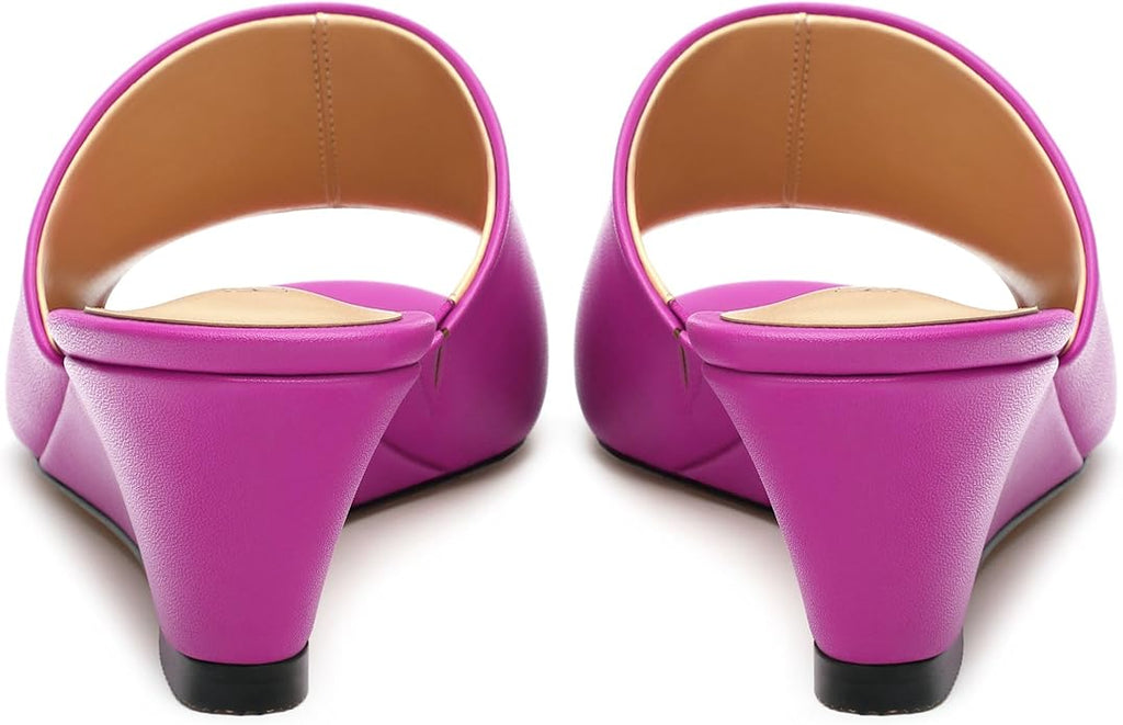 Wedge Sandals for Women Open Toe Wedge Heels Womens Matte High Heel Sandal Round Toe Heeled Wedge Sandals Slip on Casual shoes 2 inch