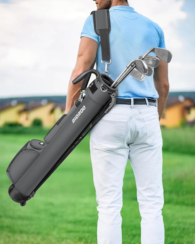Golf Stand Bag, Lightweight Par 3 Golf Bag Holds Up to 7 Clubs with Two Way Dividers Cooler Pocket Shoulder Strap and Multiple Storage Pockets for Men and Women