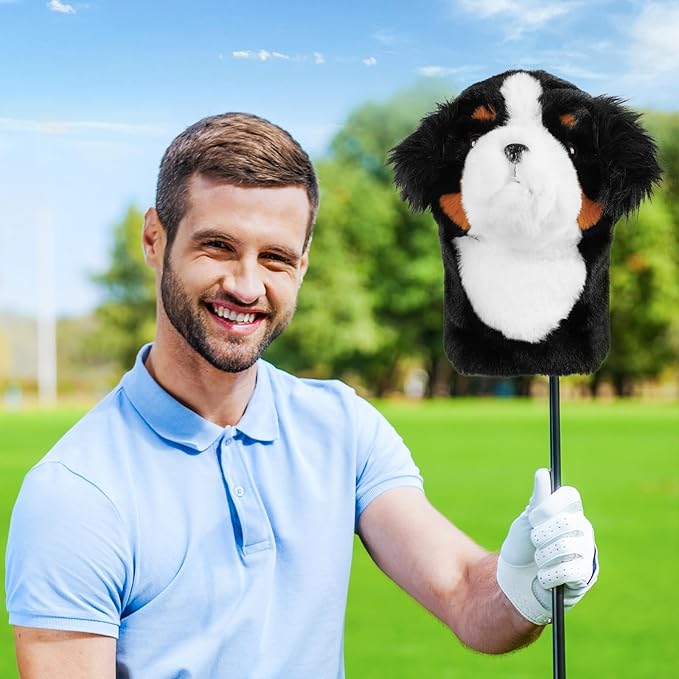 Craftsman Golf Golden Retriever Yorkshire Terrier Bernese Mountain Dog Border Collie Soft Cute Soft Plush Animal Driver Wood Headcover Head Cover Travel Protector Gifts for Men Women