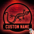 Custom Gecko Metal Sign with LED Lights, Personalized Metal Wall Art for Home Decor, Unique Hanging Gift Idea for Gecko Lovers, Stylish Indoor & Outdoor Decor, Perfect for Any Space