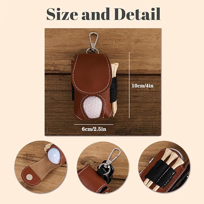 Drawelry Personalized Golf Balls Bag, Mini Golf Ball Pouch Storage Bag Portable Leather Golf Tee Holder Fathers Day Birthday Gift for Golfers Men Women
