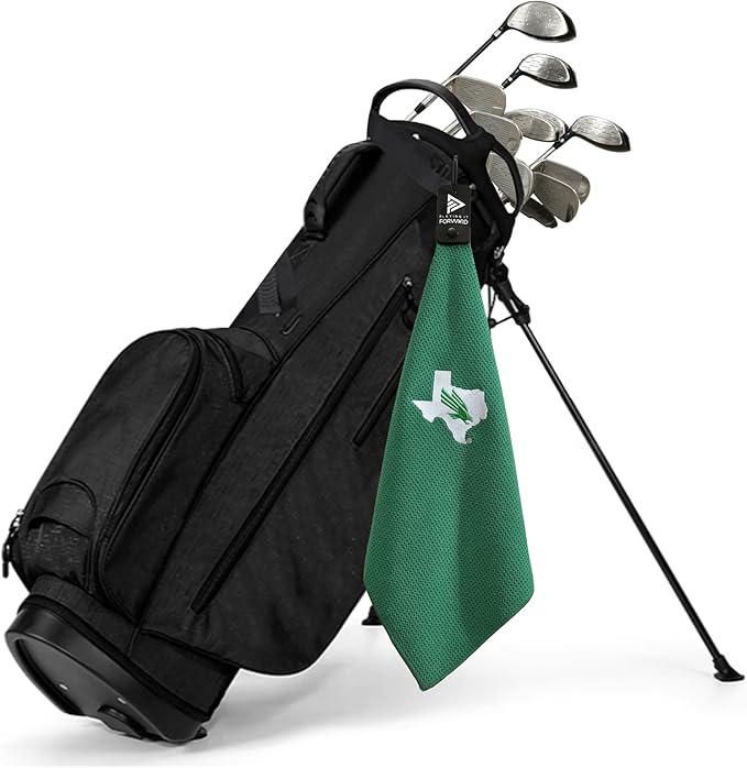 Magnetic Golf Towel North Texas University - Waffle Weave Microfiber Towel with Ultra Strong Magnet & Clip for Secure Hold on Golf Bags & Cart - Ideal for Clubs & Accessories by Playing It Forward