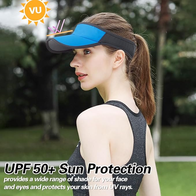 HH HOFNEN Sports Sun Visor Hats Men Women Foldable Brim Lightweight Packable Adjustable Visor Caps Running Golf Tennis