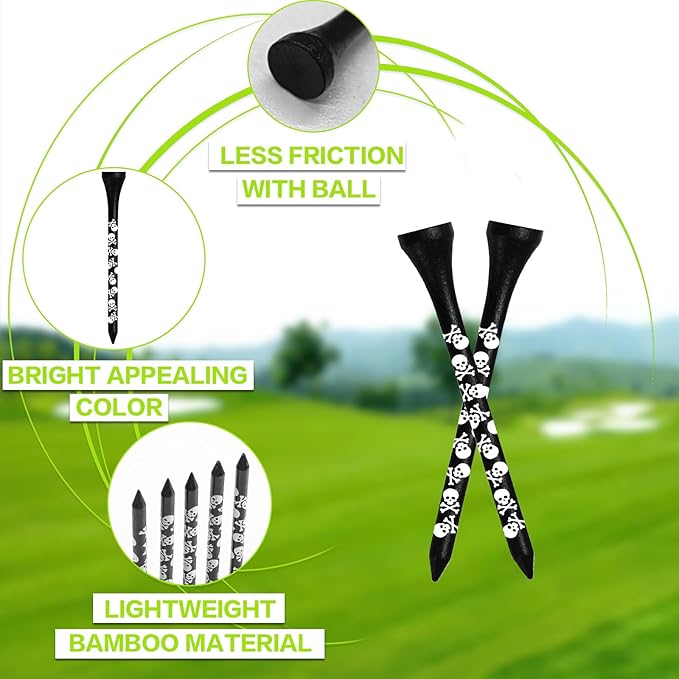 FINGER TEN Golf Tees Wood 3 1/4 2 3/4 Inch Value 50/120 Count, Durable Tees with Bright Colored Stripes for Consistent Height, 70mm 83mm Long Tees Ideal for Golfers