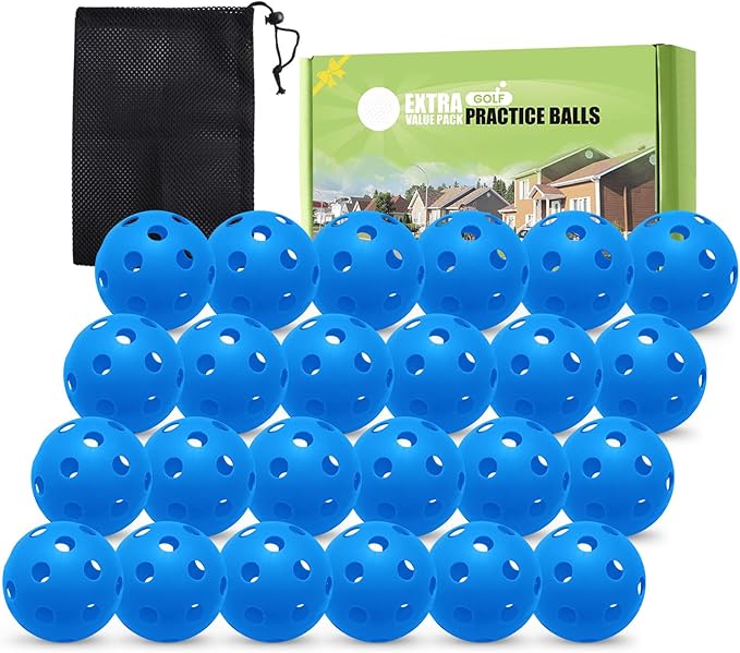 FINGER TEN Golf Practice Balls Plastic Colored Value 12/24/36/50 Pack, Limited Flight Sports Training Ball for Men Women, Indoor Outdoor Driving Range Backyard Use