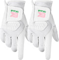 Golf Gloves Women Left Right Handed Golfer Rain Grip Hot Wet All Weather 2 Pack or 1 Pair, Womens Golf Glove Breathable Flexible Mesh for Ladies in Pink White