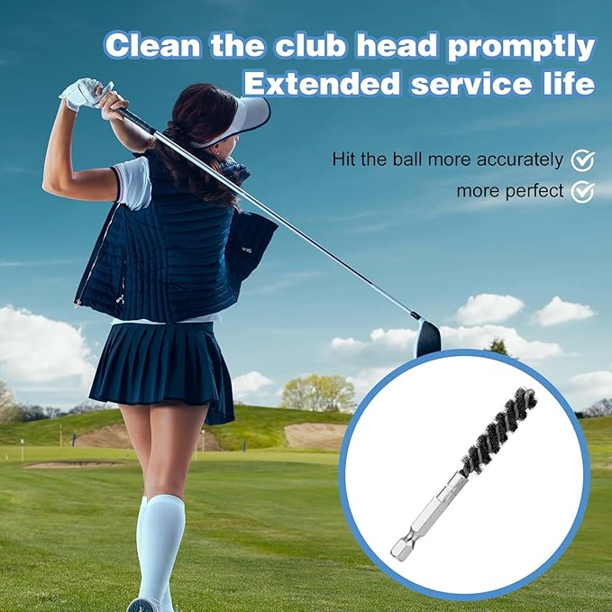 2 Pcs Golf Clubs Head Hosel Brush Golf Club Brush Wire Brush For Drill Golfs Brushes And Groove Cleaner Golfs Shaft Ferrules Hex Shank Handle Electric Drill Wire Brushes Stainless Steel Attachments