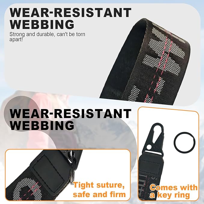 Fashionable Car Key Chain, Fabric Wrist Strap With Key Ring, Can Be Used To Hang Car Keys, Wallets, Jeans Decorations, Key Chain Accessories (Black)