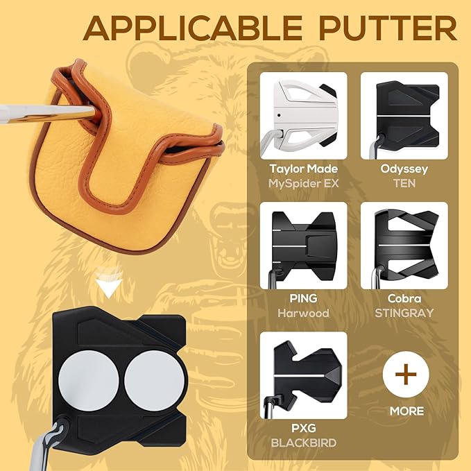 Golf Club Head Cover Golf Head Cover Driver Headcover Fairway Wood Headcover Hybrid Club Head Cover Golf Blade Mallet Putter Cover Beer Bear
