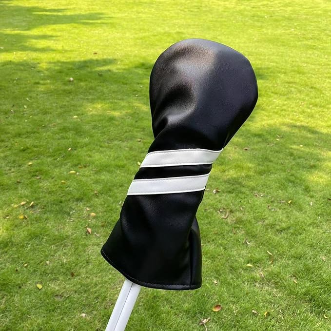 3pcs Golf Wood Head Covers Headcovers Set includes Driver Headcover fits up to 460cc Drivers, Rotatable Golf Fairway Wood Headcover and Hybrid Head Cover