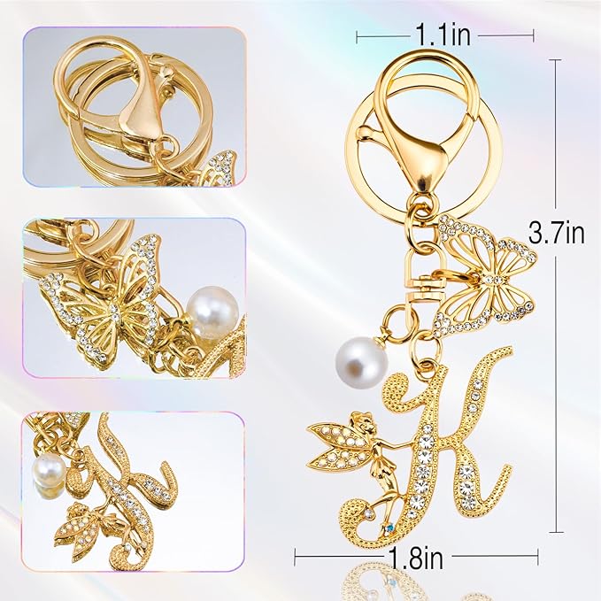 Initial Keychain Bag Charm Women Purse Charms for Handbags Accessories Charm for Wallet Butterfly Pendant for Girls