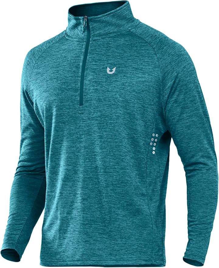 NORTHYARD Quarter Zip Pullover Men Running Shirt Long Sleeve Moisture Wicking Quick Dry Athletic Workout Shirts
