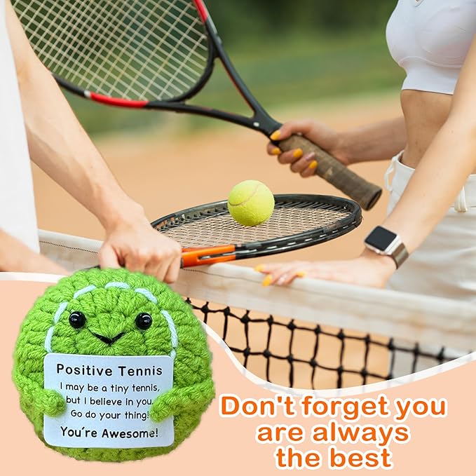 Funny Crochet Mini Tennis Ball Gifts for Tennis Lovers,Birthday Gifts for Men Women tenni Players Emotional Support Crochet