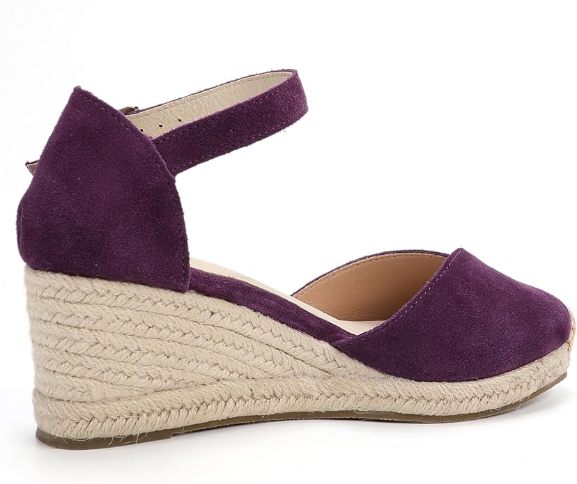 Platform Wedges Sandals for Women, 3" Wedge, Ankle-Strap, Cap Toe, Summer Espadrilles Heel Shoes