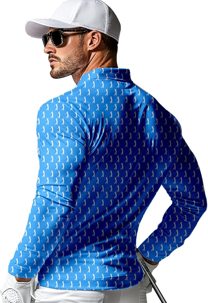 Men's Long Sleeve Golf Shirt Quick Dry 3 Button Work Fishing Outdoor Casual Collar Shirt