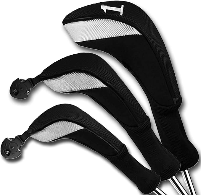 FINGER TEN Golf Club Head Covers Woods Driver Fairway Hybrid 3/4/5 Set, Headcovers Men 1 3 5 7 X Interchangeable Number Tag, Fit All Wood Clubs