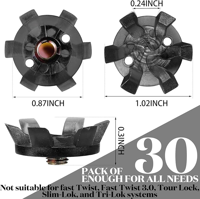 Cozypower 31 Pcs Golf Spikes Set Includes 30 Pcs Golf Cleats Replacement Black Cleats Spanner Metal Thread Screw 6 mm Dia Spike Tool for Lawn Cricket Shoe Player Lover(Black)