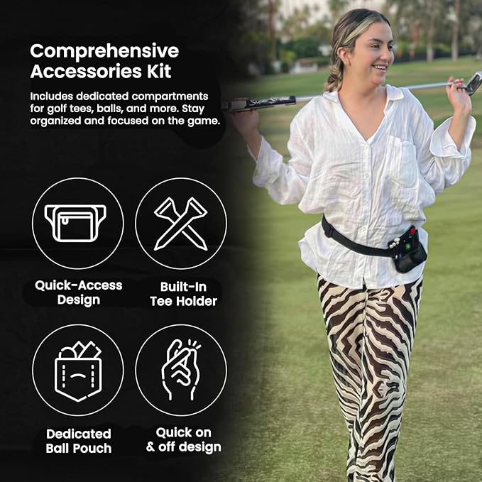 Golf Valuables Pouch Bag - Golf Balls Bag for tees, Balls, Ball Marker, Divot Repair Tool, Keys, Cards & Cash - Golf Caddy Belt Pouch for Women & Men- Golf Accessories Gift for Golfers