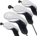 FINGER TEN Golf Club Head Covers Woods Driver Fairway Hybrid 3/4/5 Set, Headcovers Men 1 3 5 7 X Interchangeable Number Tag, Fit All Wood Clubs