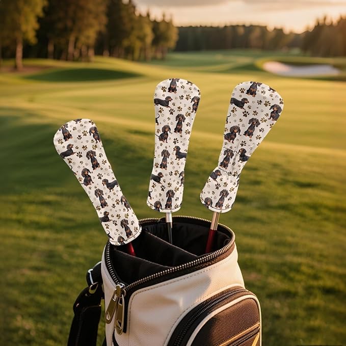 Golf Club Head Covers for Club Protective, Waterproof PU Leather Driver Fairway Wood Hybrid Head Cover
