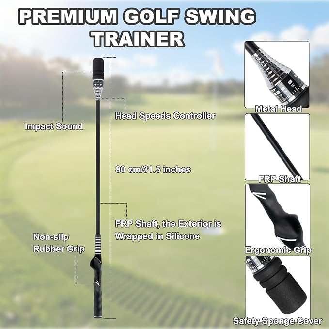 Golf Swing Speed Trainer Golf Grip Trainer for Warm Up, Adjustable Speed Controller Golf Swing Training Aid with Ergonomic Grip and Click Sound for Right Handed Golfers, Indoor & Outdoor Use