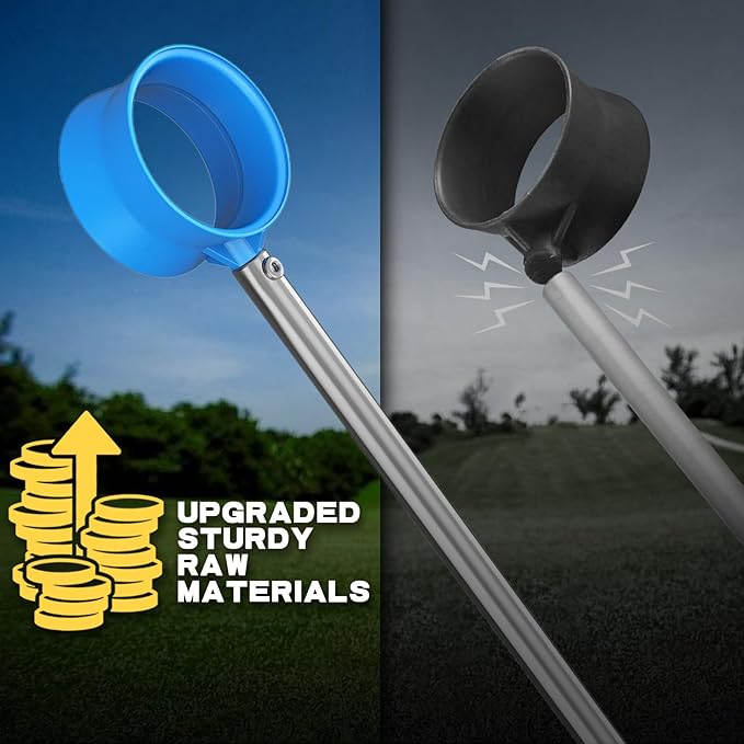 Golf Ball Retriever Telescopic for Water, 12Ft/9Ft Two-Sided Golf Ball Grabber Stainless Steel Ball Retriever Tool Golf Ball Picker Golf Accessories