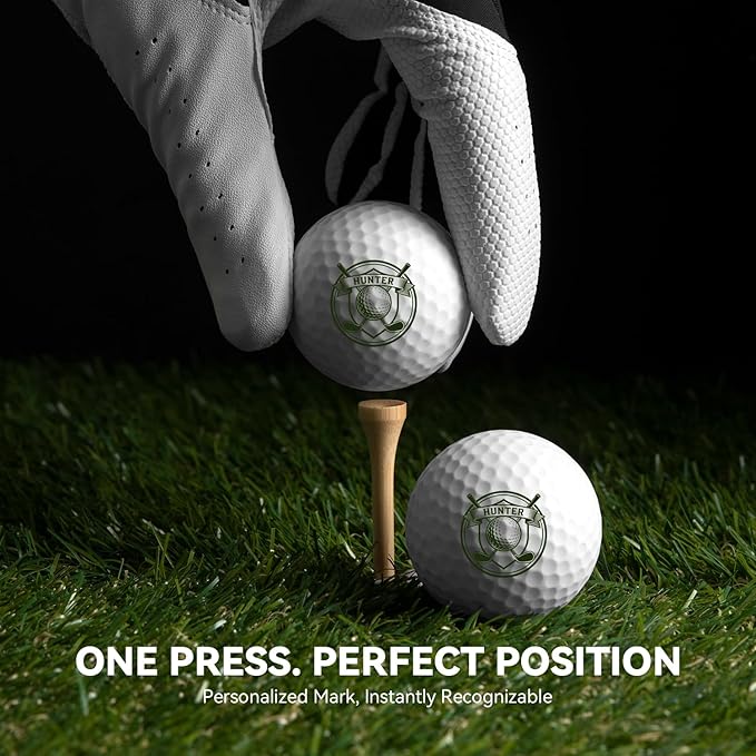 Custom Golf Ball Stamp Personalized Golf Ball Marker with Customizable Design Initials, Reusable Waterproof Metal Golf Stamp for Golfers, Ideal Father's Day Birthday Gift (Black)