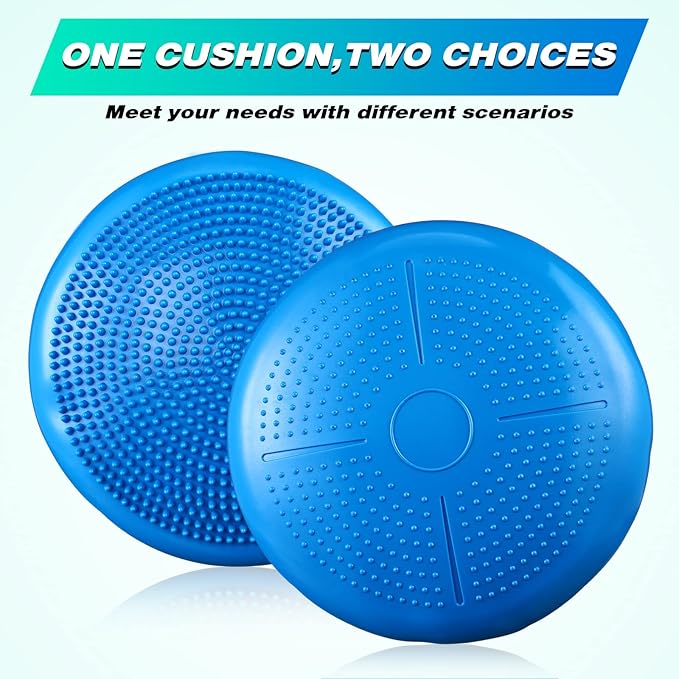 Leitee 10 Pcs Inflated Wobble Cushion Wiggle Seat Balance Disc with Needle Pump Adult Sensory Balance Cushion for Exercise Fitness Yoga Strengthen Core Stability Physical Therapy