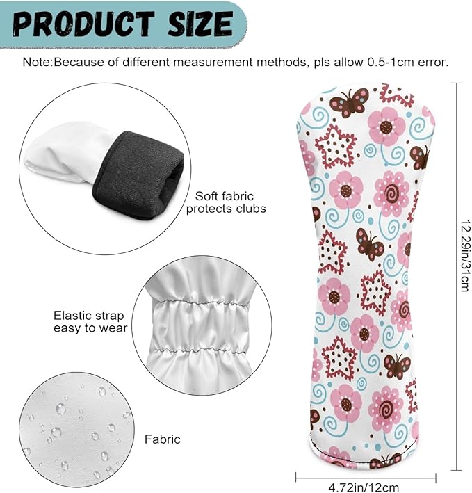Golf Club Head Covers for Club Protective, Waterproof PU Leather Driver Fairway Wood Hybrid Head Cover