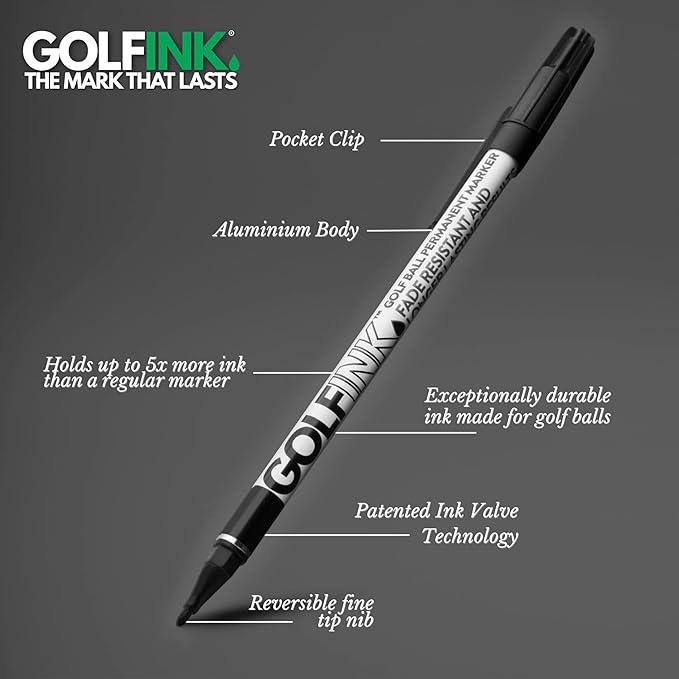 Flightpath GolfInk Marker Pens – Smudge-Free Tour Compliant Markers – Fine Tip, Leakproof Ink for Clean Golf Ball Identification or Liner Stencils – Long-Lasting, Permanent – 2 Pack (Black)