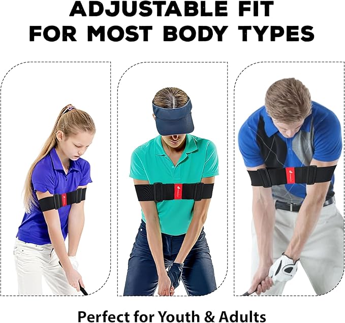 Golf Swing Trainer Aid, Adjustable Elastic Swing Correcting Arm Band, Golf Practice Accessories to Fix Chicken Wing, Golf Training Equipment Gifts for Golfers, Beginners and Players
