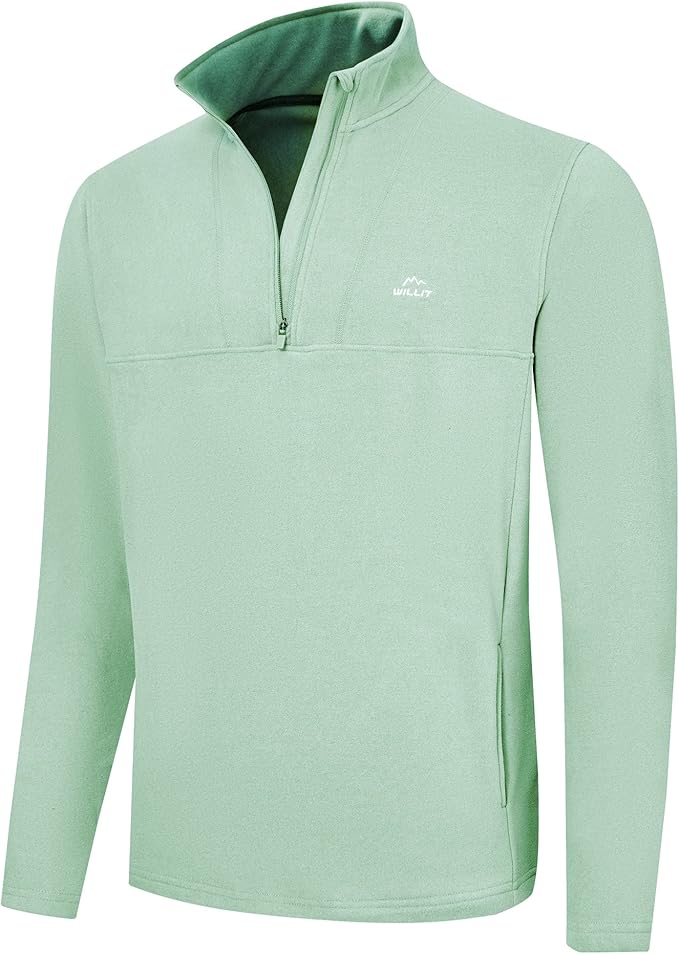 Willit Men's Winter Shirts Fleece Pullover with Pocket Quarter Zip Cold Weather Golf Hiking Casual Warm Shirts Long Sleeve