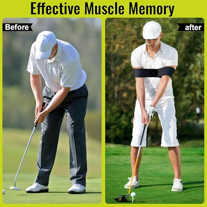 3 Pcs Golf Swing Trainer Arm Band - Body Connection Band for Consistent Swing Plane, Wrist Stability & Golf Swing, Golf Training Aid for Men (Black,Blue,White)