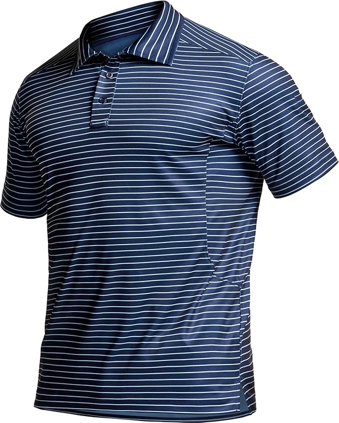 CQR Men's Polo Shirts, Tactical Short Sleeve Golf Performance Shirts, Lightweight Dry Fit UPF 50+ Pique