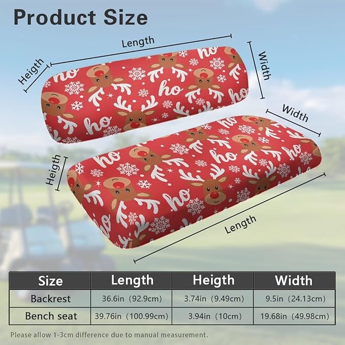 Golf Cart Seat Covers, Universal Fit & Nonskid Bottom Fits for Club Car 2 Person Seats Golf Carts