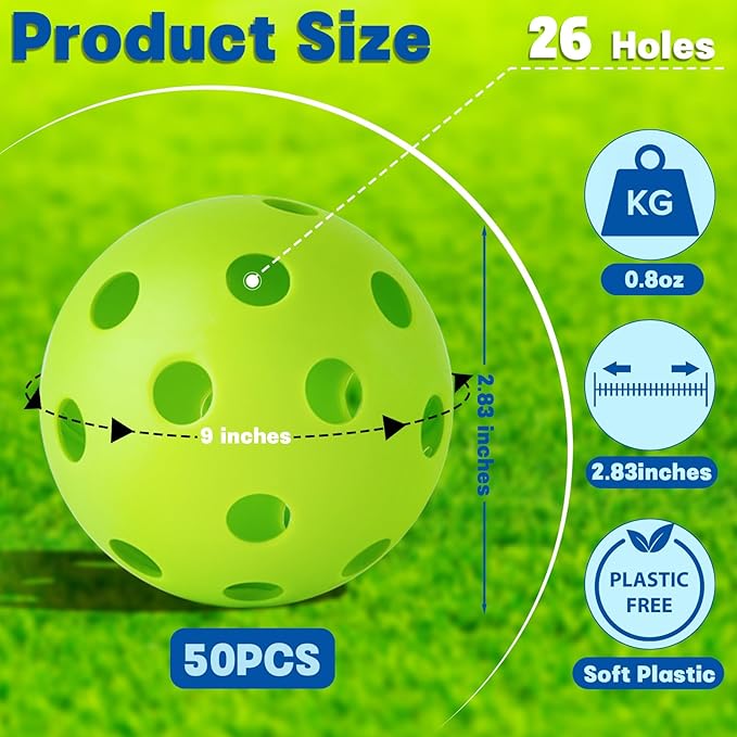 Coopay 12/50/100 Pack Baseball Practice Balls Plastic Training Balls Lightweight Hollow Softballs with a Drawstring Bag for Hitting, Baseball Training Indoor Outdoor Use