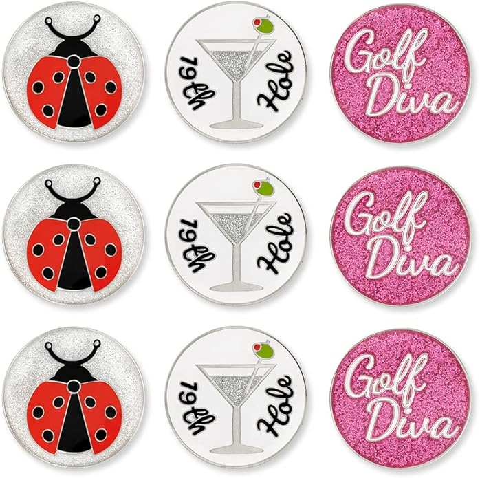 PinMart’s Mix Bundle Pack of 9 Golf Ball Markers - Golf Accessories for Men and Women – United States Eagle and American Flag Magnetic Ball Markers Set of 9