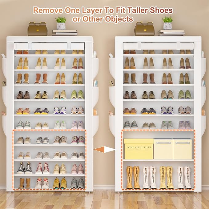 OYREL Shoe Rack 10Tier Large Capacity 50-56Pairs Beautiful Tall Shoe Shelf Free Standing Storage Cabinet Entryway Closet