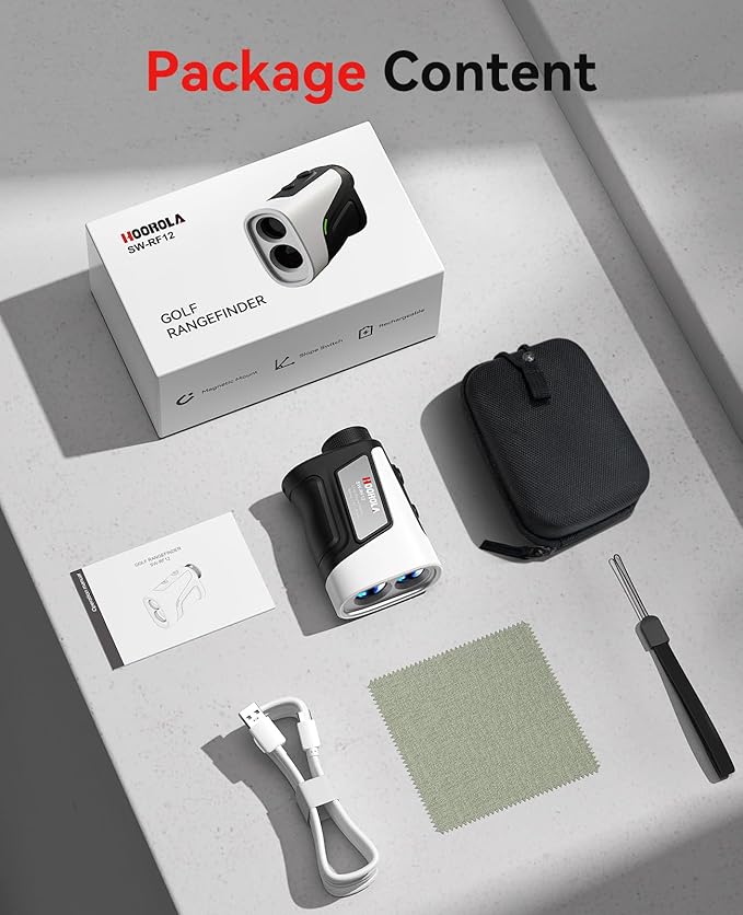 Range Finder Golf, 1200 Yards Rangefinder with Slope, Magnetic Stripe, 7X Magnification, IP54 Water Resistant, Rechargeable Battery, Flag Pole Locking Vibration, Golf Accessories for Men Women