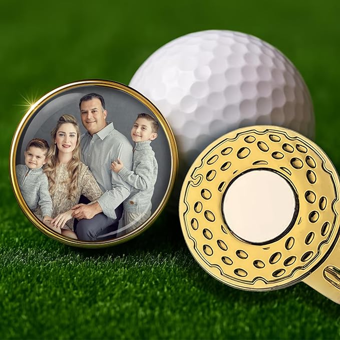 xrlsg Custom Golf Ball Marker and Hat Clip 1 Set, Magnetic Hat Clip with Your Personalized Photo Logo for Golfers, Boyfriend
